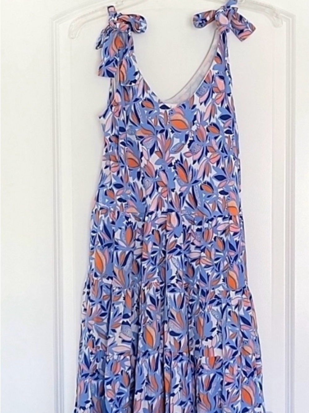 THML Blue, Orange & Pink Floral Tiered Sundress